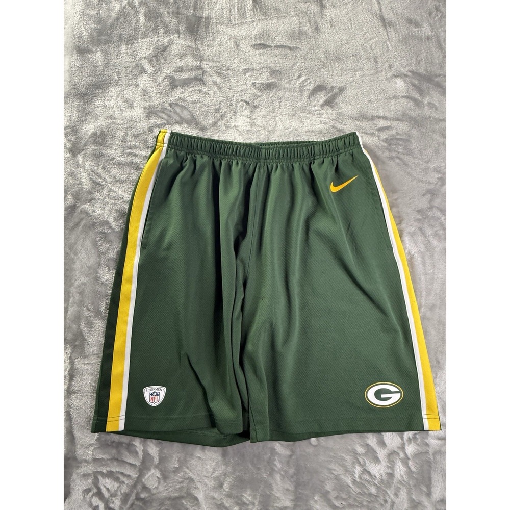 Green Bay Packers Shorts Mens Green Yellow NFL Football Nike Mesh Athletic Sz S